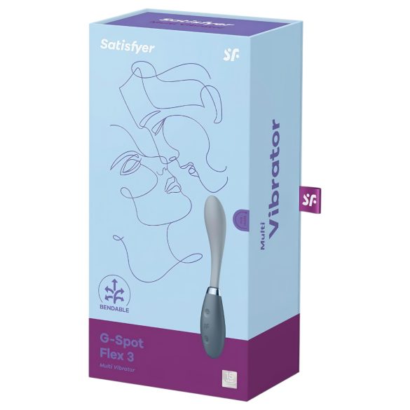 Satisfyer - Vibrador ponto G recarregável - Flex 3 - silicone cinza