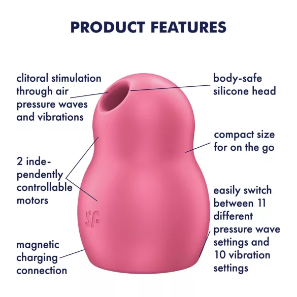 Satisfyer Pro To Go 1 - vibrador clitóris sucção recarregável - vermelho