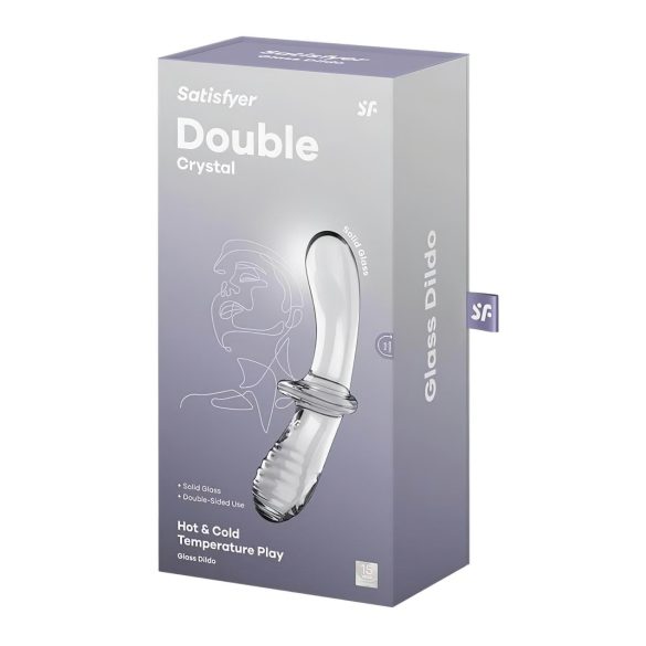 Satisfyer Double Crystal - dildo duplo de vidro - transparente