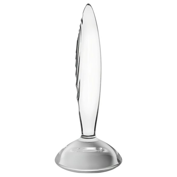 Satisfyer Sparkling Crystal - dildo de vidro texturizado - transparente