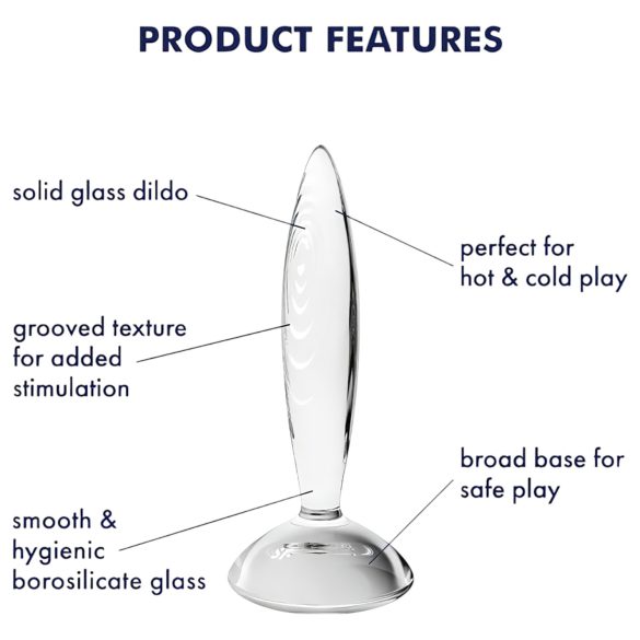 Satisfyer Sparkling Crystal - dildo de vidro texturizado - transparente