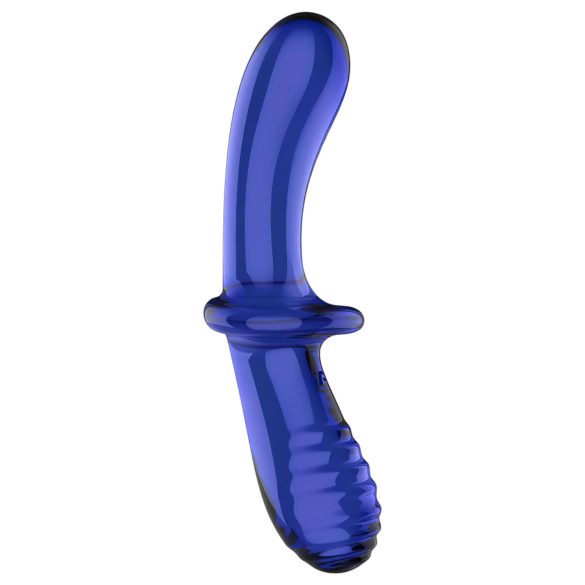 Satisfyer Double Crystal - dildo duplo de vidro - azul