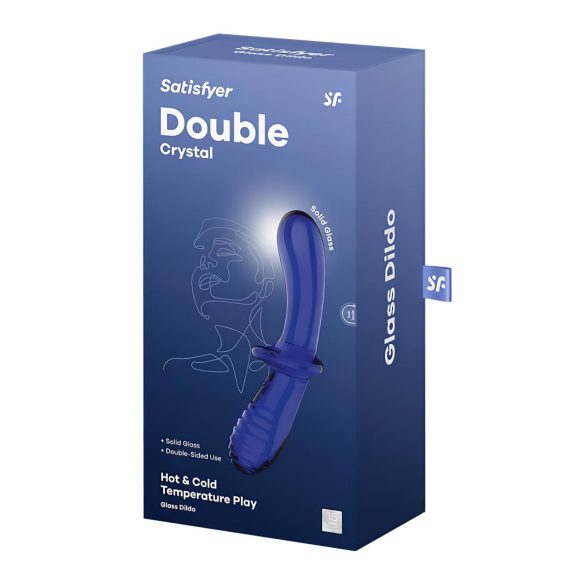 Satisfyer Double Crystal - dildo duplo de vidro - azul