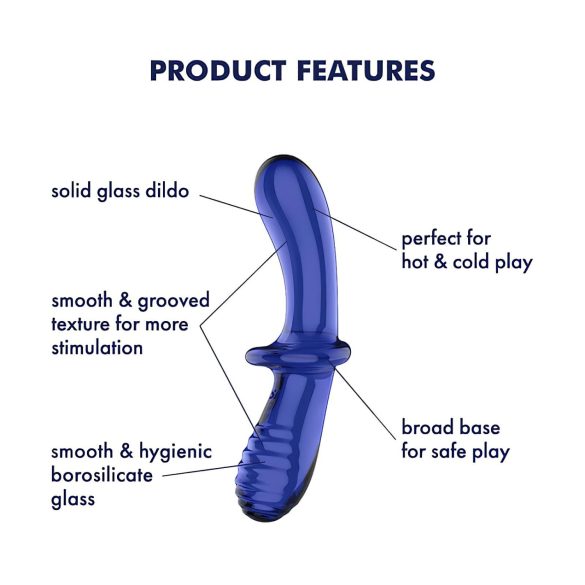 Satisfyer Double Crystal - dildo duplo de vidro - azul