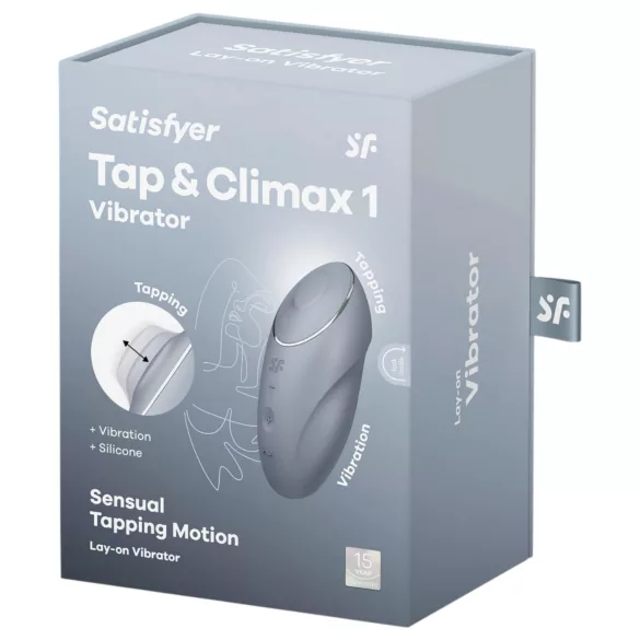 Satisfyer - vibrador clitóris 2 em 1 - Tap & Climax 1 - cinza