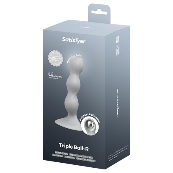 Satisfyer Triple Ball-R - dildo com bolas texturizadas - silicone cinza
