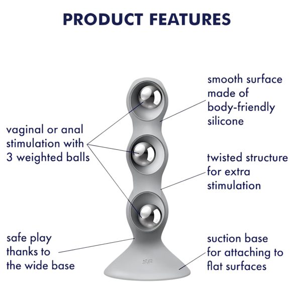 Satisfyer Triple Ball-R - dildo com bolas texturizadas - silicone cinza