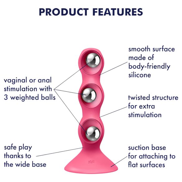 Satisfyer Triple Ball-R - vibrador anal com esferas - silicone rosa