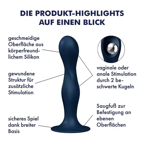 Satisfyer Double Ball-R - dildo com peso - silicone azul