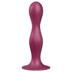   Satisfyer Double Ball-R - dildo com ventosa e peso - silicone vermelho