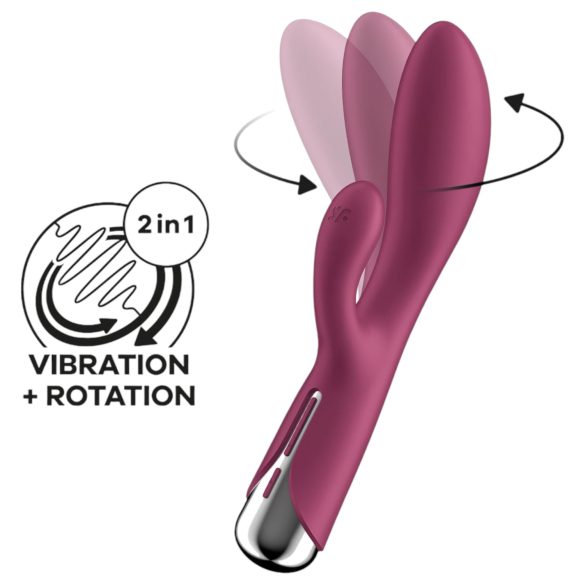 Satisfyer - vibrador rabbit rotativo clitóris - silicone vermelho