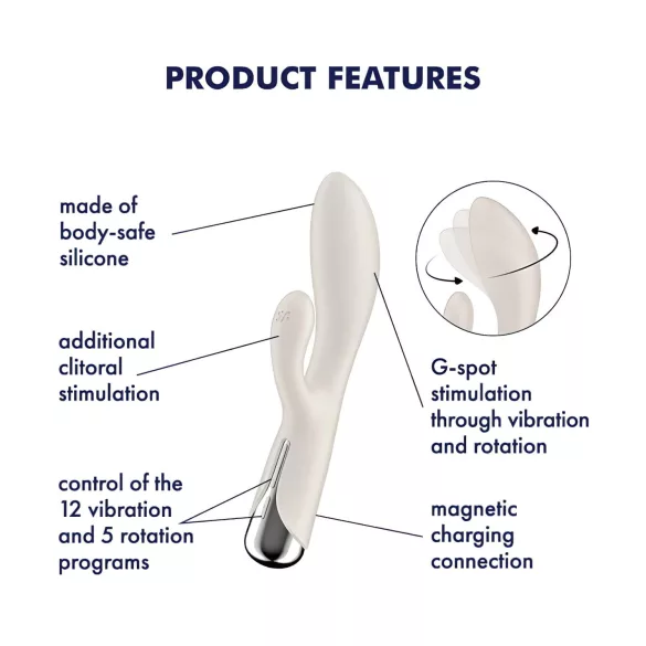 Satisfyer - vibrador rabbit rotativo clitóris - bege
