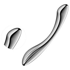  Satisfyer - dildo metálico texturizado - aço inoxidável prata