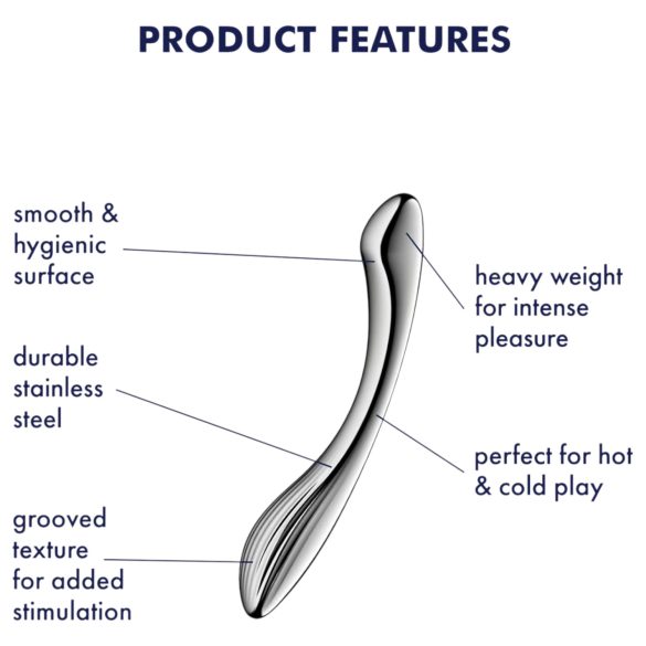 Satisfyer - dildo metálico texturizado - aço inoxidável prata