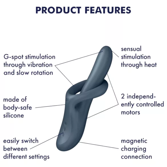 Satisfyer Heat Flex 4 - vibrador clitóris com aquecimento - silicone cinza