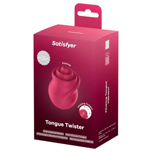 Satisfyer Tongue Twister - vibrador clitóris rotativo com língua - silicone rosa