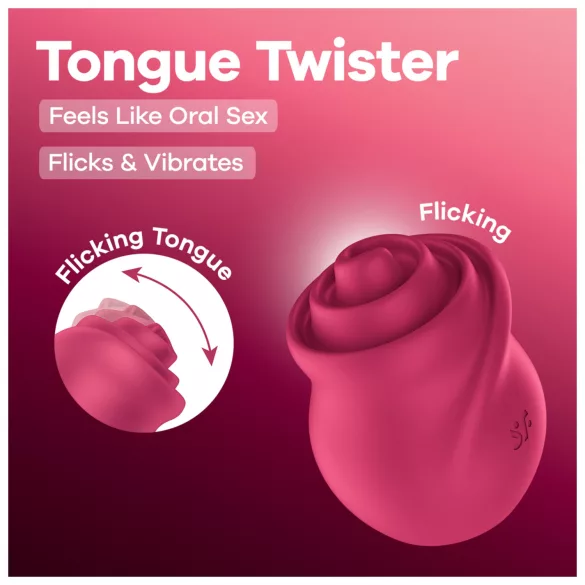 Satisfyer Tongue Twister - vibrador clitóris rotativo com língua - silicone rosa