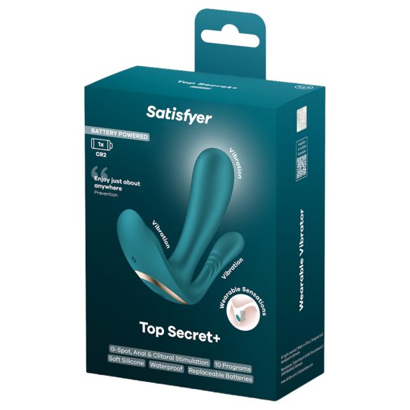Satisfyer Top Secret+ - vibrador vestível com 3 pontas - verde