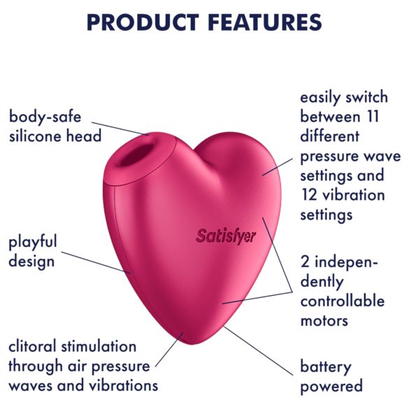 Satisfyer Cutie Heart - sugador de clitóris com pulsação de ar - silicone rosa
