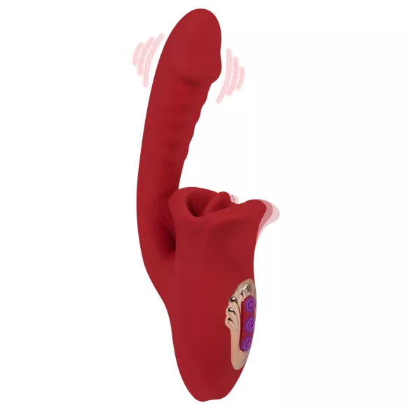 EIS Passion Lips - vibrador ponto G com função de língua - silicone vermelho