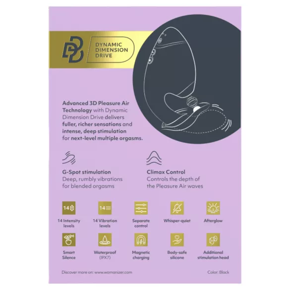 Womanizer - Vibrador dupla função ponto G e clitóris - preto