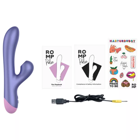 ROMP Pulse - vibrador ponto G com sucção clitoriana - silicone lilás