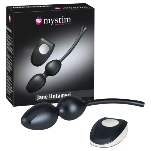 mystim Jane Untamed - duo de bolas de geisha vibratórias (preto)