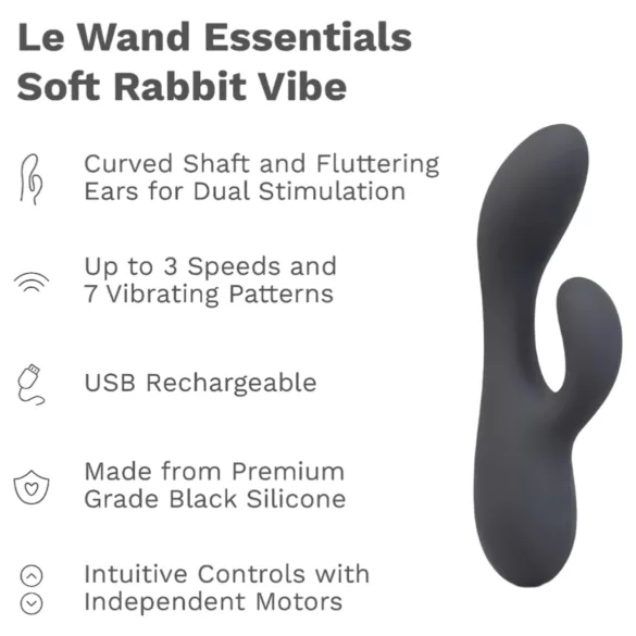 le Wand - vibrador rabbit duplo motor para clitóris - silicone preto
