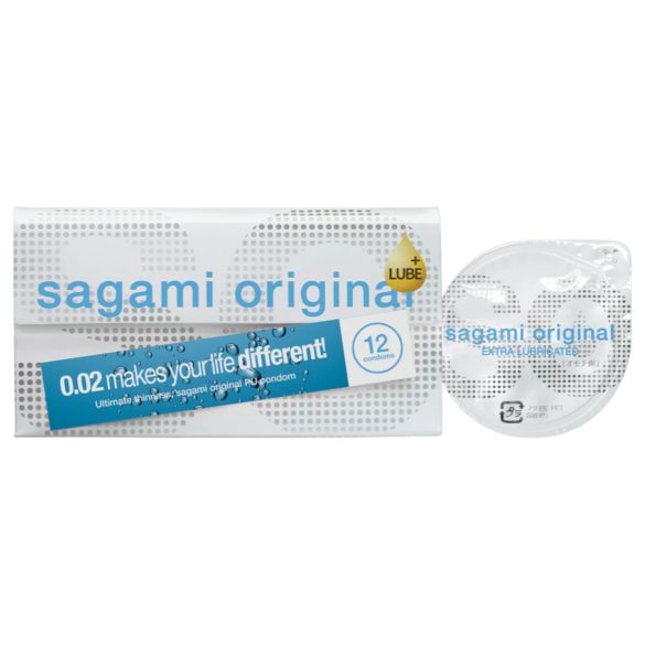 Sagami Original 0.02 - preservativo extra lubrificado - 55mm - 12 unidades