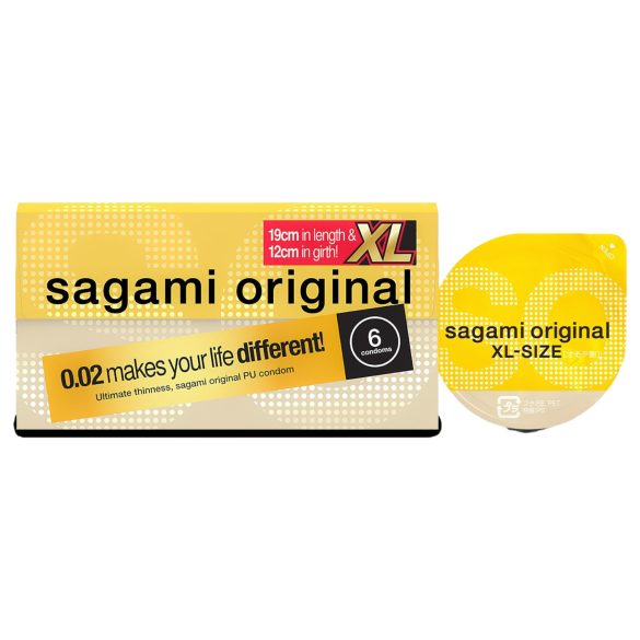 Sagami Original 0,02 XL - preservativo extra largo - 61mm - 6 unidades