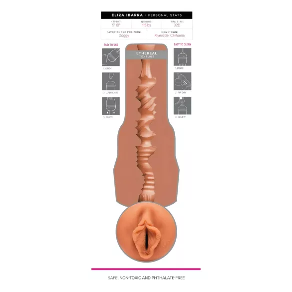 Fleshlight Eliza Ibarra Ethereal - vagina artificial realista (cor natural)