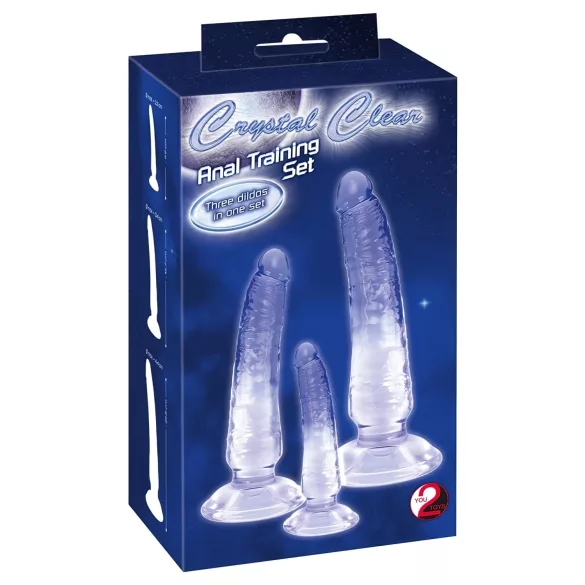 Crystal Clear - kit de plug anal treino - 3 peças - transparente azul