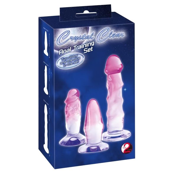 Crystal Clear - kit plug anal iniciantes - 3 peças - transparente pink