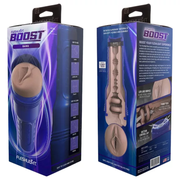 Fleshlight Boost Bang - masturbador vagina realista - cor natural