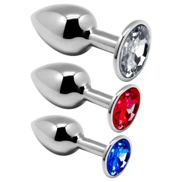 Alive - plug anal metal - kit com 3 peças - prata