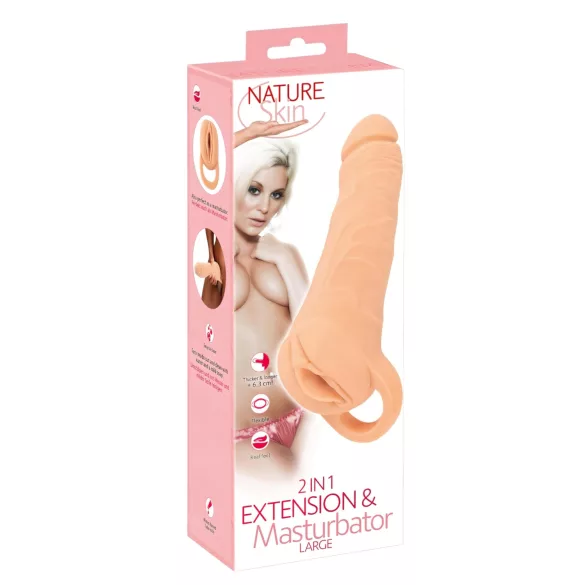 Nature Skin - masturbador vagina e capa peniana 2 em 1 - 23cm - cor natural