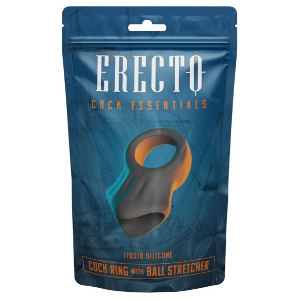 Erecto - anel peniano com extensor de escroto - silicone preto