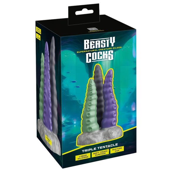 Beasty Cocks - dildo triplo tentáculo - silicone
