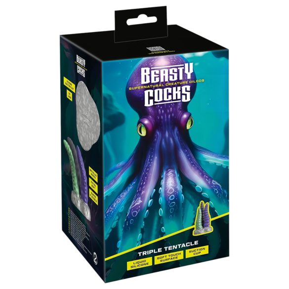 Beasty Cocks - dildo triplo tentáculo - silicone