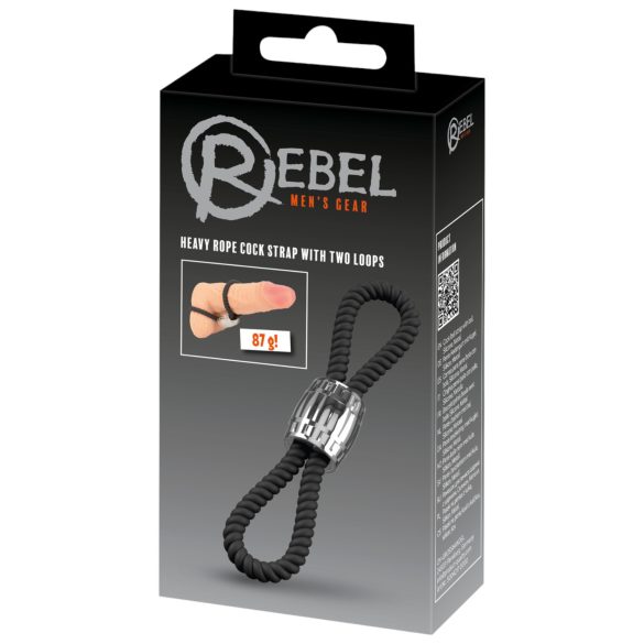 Rebel Heavy Rope - anel ajustável peniano e escrotal (preto)