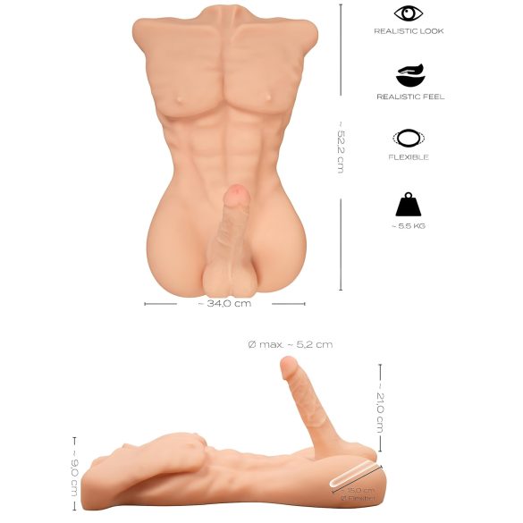 Realistixxx - masturbador masculino em formato de torso - sensação realista