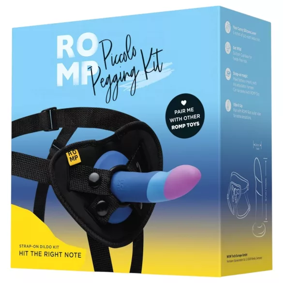ROMP - kit de pegging - dildo com arnês - preto e azul