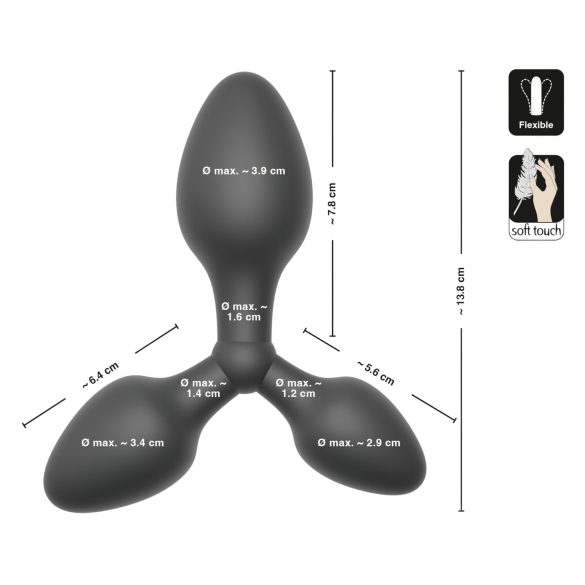 Black Velvets - plug anal triplo - silicone preto