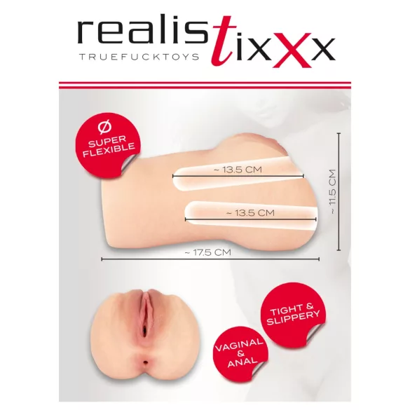 Realistixxx Real Stroker - vagina e ânus masturbador realista (cor de pele)