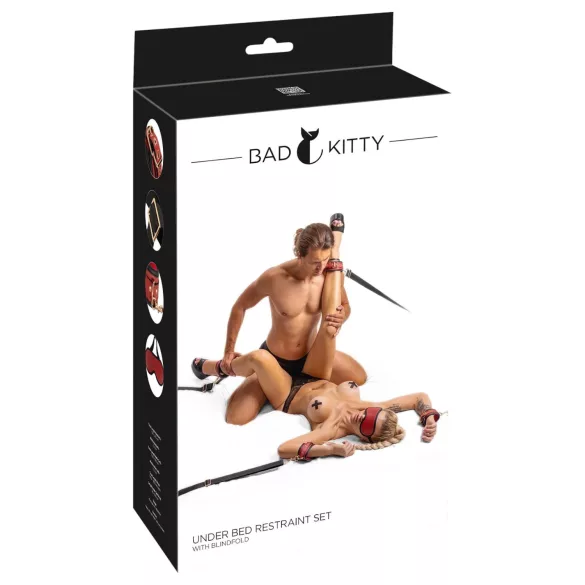 Bad Kitty - conjunto de amarras para cama (preto)
