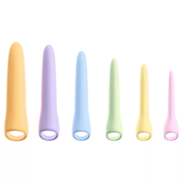 You2Toys Six in a Row 2.0 - conjunto de 6 dildos e dilatadores de silicone (coloridos)