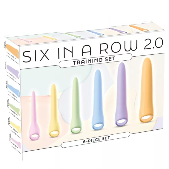 You2Toys Six in a Row 2.0 - conjunto de 6 dildos e dilatadores de silicone (coloridos)