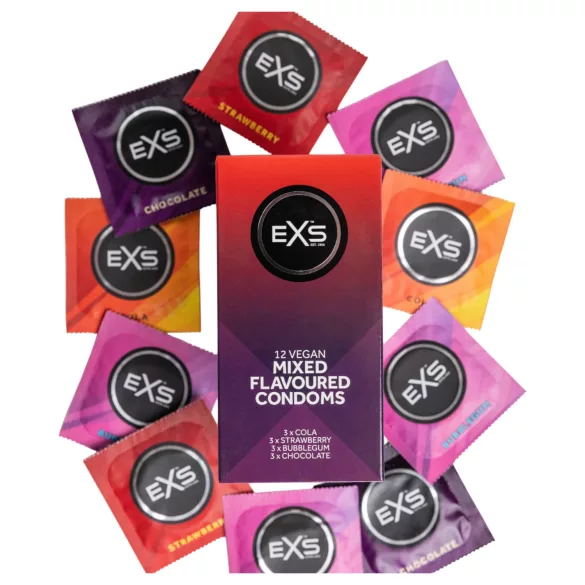 EXS - preservativo - sabores sortidos - caixa com 12