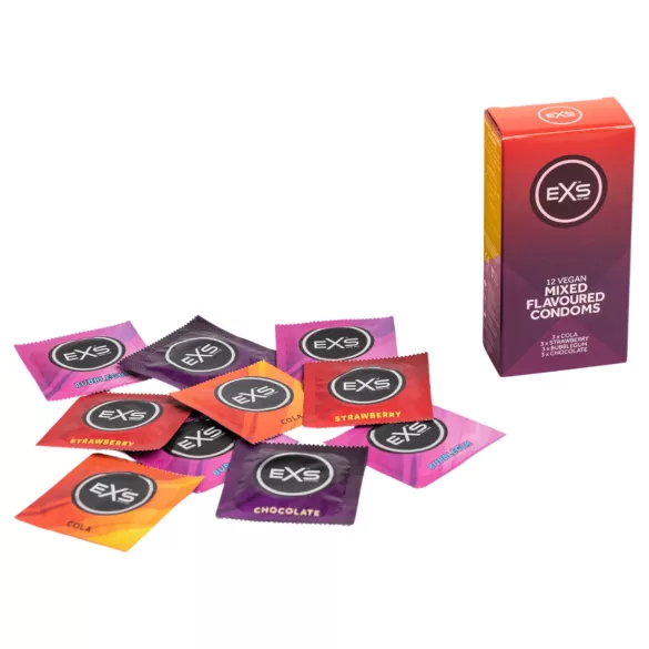 EXS - preservativo - sabores sortidos - caixa com 12
