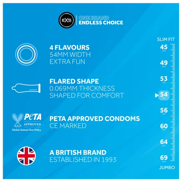 EXS - preservativo - sabores sortidos - caixa com 12